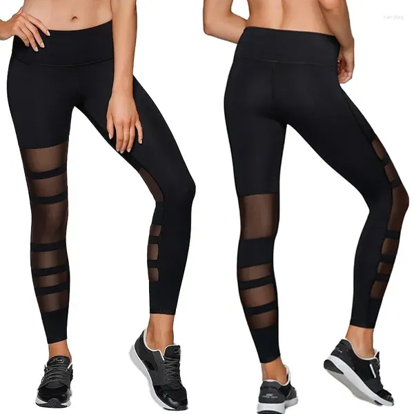 Frauen Leggings Streetwear Perspektive Hohe Elastische Yoga Leggins Für Frauen Unregelmäßige Mesh Gespleißt Strumpfhosen Sport