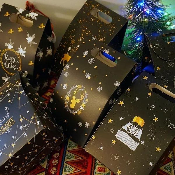 Decorazioni natalizie Cielo notturno Cervo Sacchetto di carta Conservazione di caramelle Decorazioni per animali stampate Edding Confezione regalo per feste di compleanno a casa