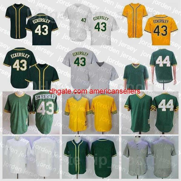 Maglie da baseball 1974 1981 Ritiro 44 Reggie Jackson Jersey Retro 43 Dennis Eckersley 14 Vida Blue Pullover Cooperstown Fl