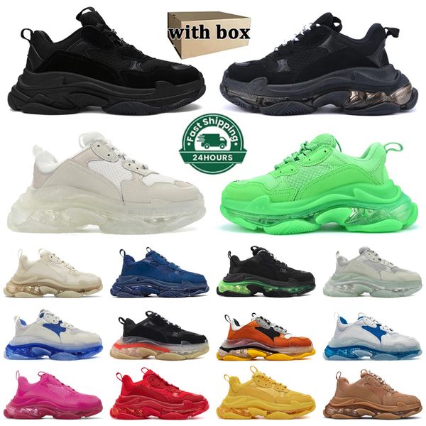 Tasarımcı Triple S Spor Sakinler Sıradan Ayakkabılar Erkek Kadın Platform Temiz Sole Black Beyaz Gri Kırmızı Mavi Neon Yeşil Bej Pembe Sarı Mens Trainers Sports Runners Boyut 36-45