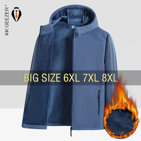 Herren Pelz Kunstpelz Winterjacke Männer Kaschmir Fleece Mantel Übergröße 6XL 7XL 8XL Plus Size Baumwolle Gepolstert Dicker Warmer Parka Hochwertiger Kapuzengraben 231109