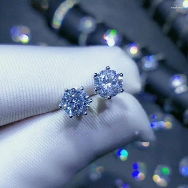 Brincos Geoki passaram no teste de diamante redondo corte perfeito excelente 0,5 ct moissanite 925 prata esterlina tesouro gemas