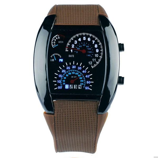 Relógios de pulso moda esportes silencioso strap watches eletrônicos homens exclusivos led led led led speed car dot de carro