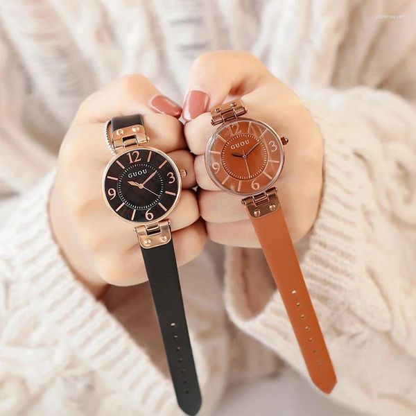 Armbanduhren Uhr für Frauen Kleid Romantisches Armband Armbanduhr Mode Damen Leder Quarzuhr Automatikuhren