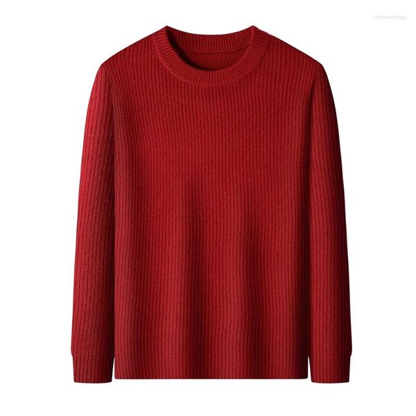 Maglioni da uomo Maglione di lana a maniche lunghe Maglieria classica a girocollo Stile business semplice ed elegante realizzato con abiti da uomo di pecora