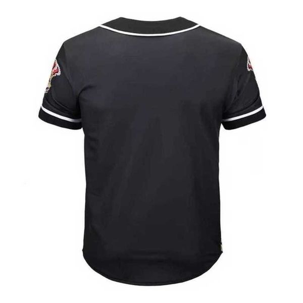 Camicie da strada a maniche corte a righe da uomo in maglia da baseball Camicia sportiva bianca nera AD3001