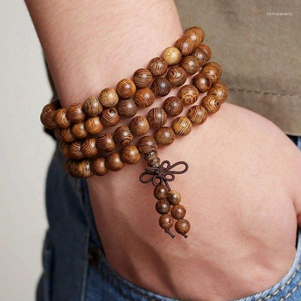 Strand Männer Schmuck 108 8mm Wenge Gebetskette Tibetisch Buddhistische Mala Buddha Armbänder Rosenkranz Holzarmbänder Chinesischen Stil Für Geschenk