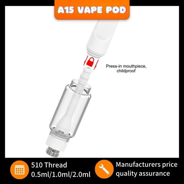 Cartouches de vape d'huile D8 de bonne qualité 0,5 ml / 0,8 ml / 1,0 ml Cartouche de vape jetable vide à fil 510 avec bobine en céramique Logo personnalisé Préchauffer Tension réglable 0,5 ml 1 ml 2 ml