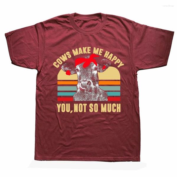 Erkekler Tişörtleri Komik İnekler Beni Mutlu Eden Yaz Grafik Pamuk Sokak Giyim Çiftçi Çiftçilik Hediyeleri T-Shirt Erkek Giyim