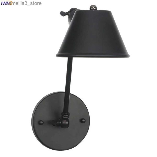 Luzes de parede solares IWHD ajustável braço longo retro LED luz de parede quarto escada banheiro estilo loft lâmpada de parede vintage arandela aplique luz pared q231109