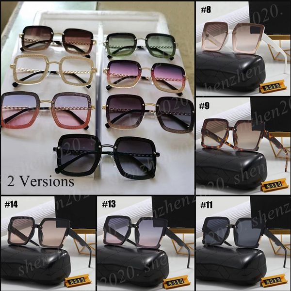 Óculos de sol de armação completa com letras da moda de 2 estilos para homens e mulheres óculos de sol de verão com caixa de presente