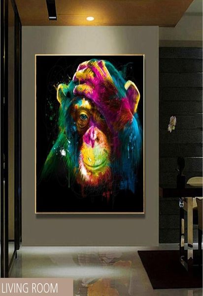 Moderne abstrakte denkende Affen-Ölgemälde auf Leinwand, Top-Idee, Heimdekoration, Graffiti-Wandkunst, Bilder für Wohnzimmer, Poster und 4342416