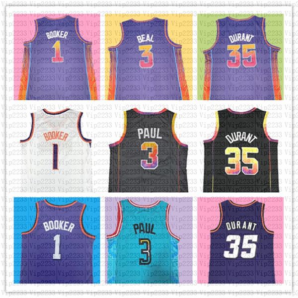 Kevin Durant Devin Booker Bradley Beal Basketball-Trikots Steve Nash Charles Barkley City Blaues Hemd Lila Trikot 1 3 35 34 13