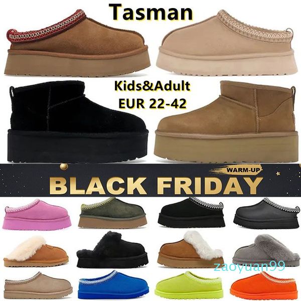Designer Erwachsene Kinder Australien Tasman Frauen Schneestiefel Hausschuhe Kinder Baby Tazz Ankle Boot Schuhe Kurze Mode Kastanie Winter Wolle Plattform Schuh Booties EUR 22-4