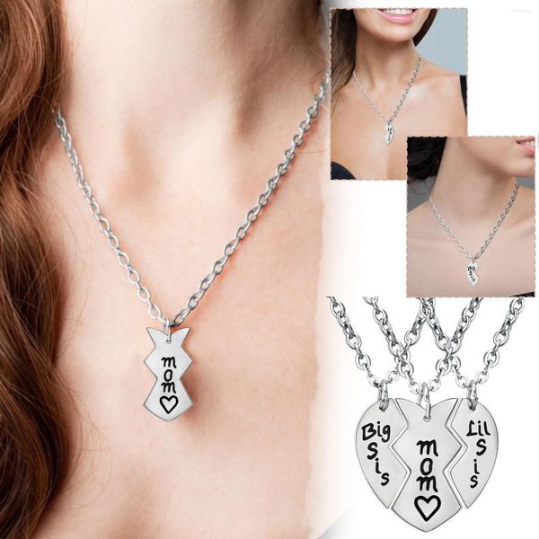 Catene 3 pezzi Collana madre figlia Set Ciondolo moda per ragazza Gioielli in acciaio inossidabile Regalo Cuore Donna Collares