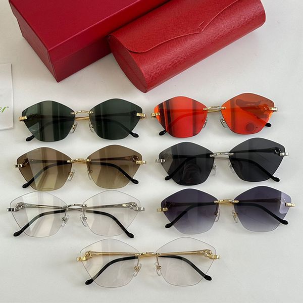 Hochwertige Designer-Sonnenbrille in Schildform, randloser Rahmen, CT0429S, Herren- und Damen-Sonnenbrille mit Metallbein und Farbverlauf, Lunettes Freizeiturlaub, wird in einer Originalverpackung geliefert