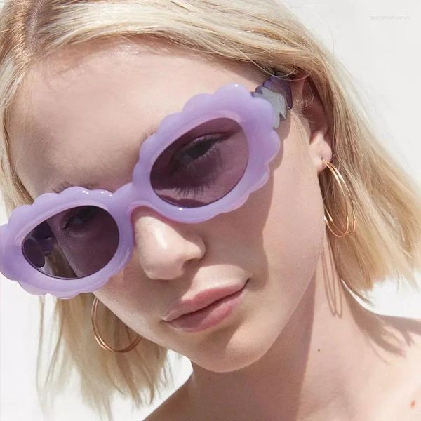 Sonnenbrille Wolke Oval Frauen Y2K Sonnenbrille Wellenrand Blumentöne Candy Farbe Brillen Punk Party Brillen Lunette De Soleil