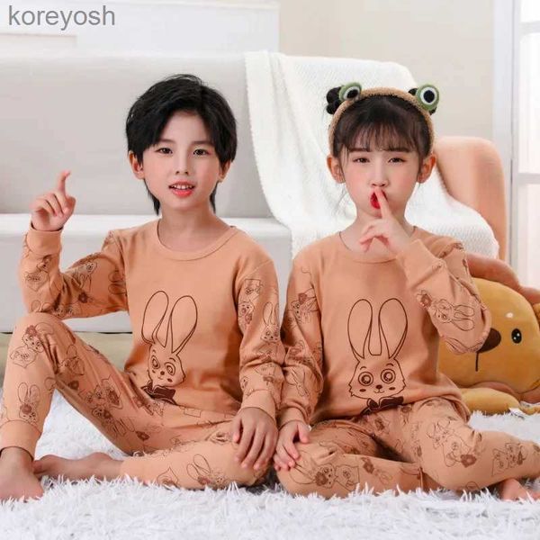 Pyjamas Neue Herbst Kinder Schlafen Kleidung Unterwäsche Anzug Nachtwäsche für Kinder Mädchen Baby Jungen Pyjamas Cartoon Winter Baumwolle PyjamaL231109
