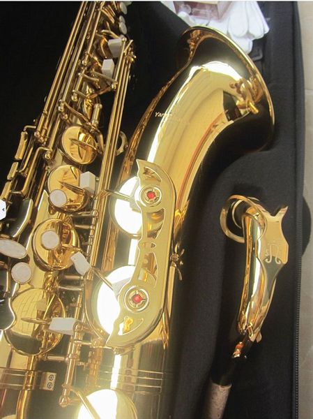 Saxofone tenor profissional de alta qualidade, instrumento musical banhado a ouro com estojo