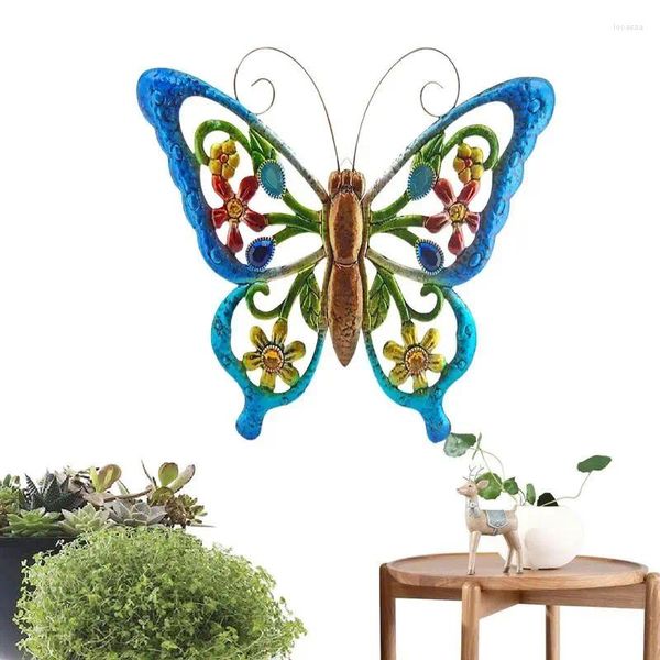 Decorações de jardim metal borboleta decoração de parede simulação ornamento arte pendurado pingente para interior ao ar livre
