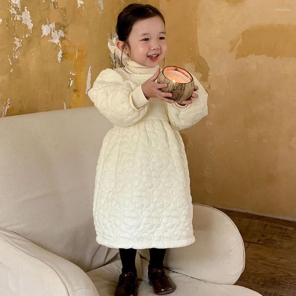 Abiti per ragazza Abbigliamento per bambini Cappotto casual per bambini 2023 Autunno e inverno Abito a maniche lunghe trapuntato principessa alla moda in stile coreano