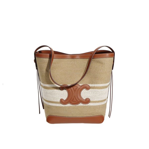 Borsa a secchiello borsa a tracolla designer cel Secchiello in pelle crosta di tela La pelle bovina ha una bella capacità 2023 Nuovo tessuto in cashmere con vera pelle Womens Commut Z 5MLY