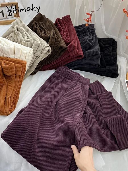 Женские брюки-капри Yitimoky, винтажные вельветовые брюки, женские осенне-зимние повседневные широкие брюки с высокой талией, женские мешковатые брюки полной длины 231108