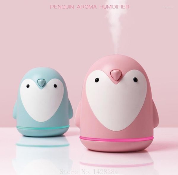 Luci notturne Cartoon Penguin Aroma Umidificatore Home Office Mini spruzzatore Regalo creativo USB Purificatore d'aria Mist Maker colorato