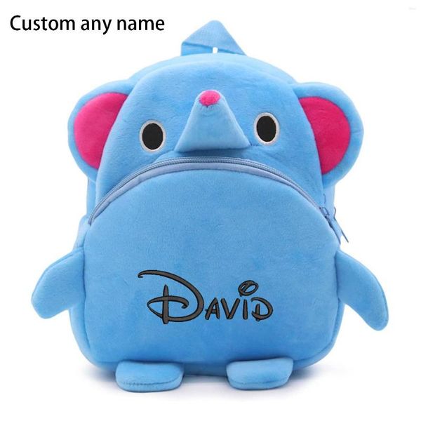 Zaino personalizzato ricamato carino piccolo bambino bambini personalizzato qualsiasi nome peluche animale cartone animato mini borsa per bambini per ragazza ragazzo