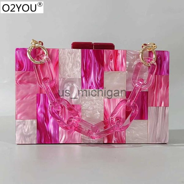 Sacos de noite Rose-Carmine Plaid Wallet Mulheres Brand New Luxury Wedding Party Bag Acrílico Box Day Clutches Evening Party Wedding Mini Bolsa J231109