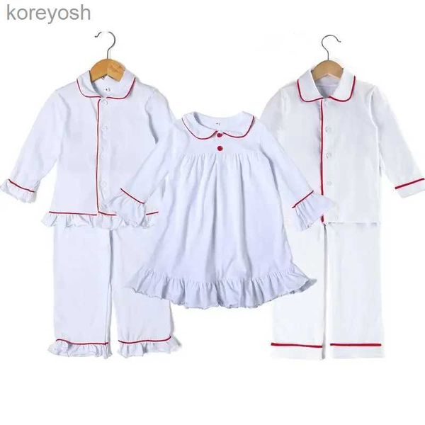 Pigiama per bambini Pigiama natalizio Famiglia Fratello Mathing Ragazze Abito da notte Bottoni Baby Boys SleepwearL231109