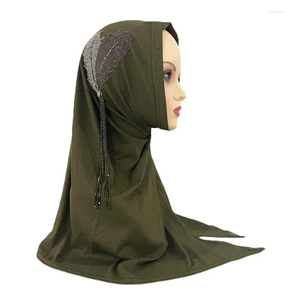 Abbigliamento etnico Medio Oriente Musulmano da donna Jersey Hijab Lusso Malesia Copricapo da festa Cappellino turbante Strass Istantaneo Amira islamico