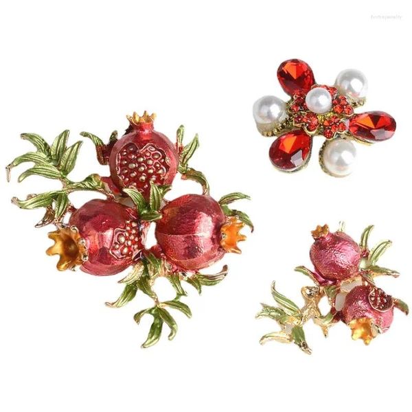 Broches de romã para mulheres, frutas, casamentos casuais, broche, presentes, acessórios de flores esmaltadas vermelhas