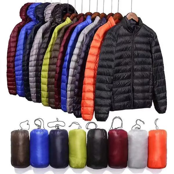 Parka da uomo Piumini ultraleggeri Piumini in cotone con cappuccio Autunno Inverno Uomo Manica lunga Cerniera Cappotto leggero impermeabile Top oversize 231108