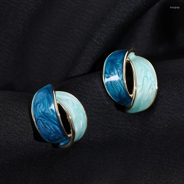 Серьги-кольца KAITIN, корейские капельные масляные лоскутные цвета для женщин, модные ретро-гвоздики с геометрическим рисунком, роскошные ювелирные изделия, повседневный подарок HE4855