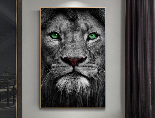 Green Eyes Lion Poster und Drucke, Tierkunst, Leinwandgemälde, Druck, Wandkunst, Bild für Wohnzimmer, Heimdekoration, Cuadros, ohne Rahmen 3378098