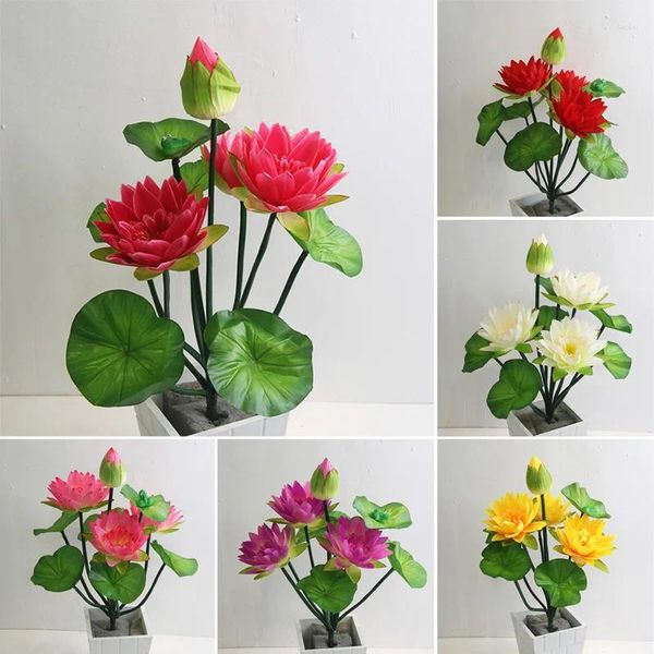 Flores decorativas simuladas lírios de água artificial jardim mesa de casamento decoração pogal adereço quarto escritório flor falsa