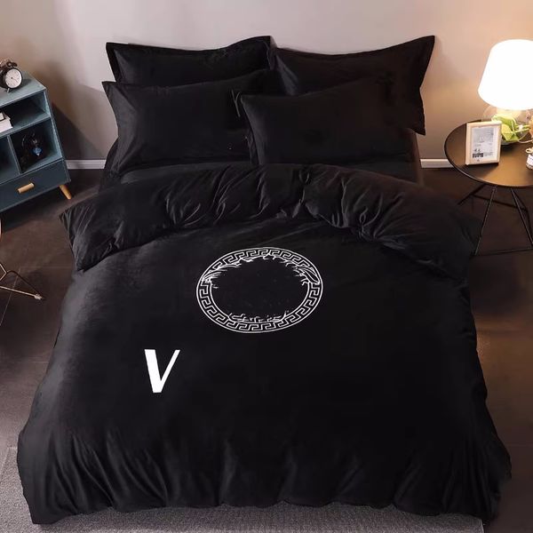 Designer de cama conjuntos de cristal Veet Térmico Fleece Quilt Set com lençóis de cama de cama