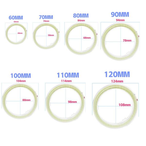 Sistema de iluminação Outras 2Cieces diurna em execução do farol de carro de cabeça anjo olhos led anel halo drl 12v 60mm 70mm 80mm 90mm 95mm 100mm 110mm 120mm