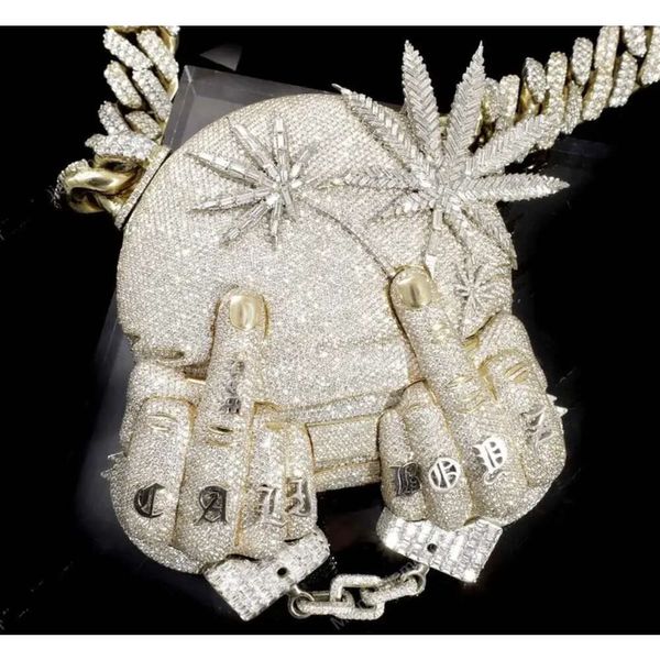 Iced Out Custom Letter Sterling Sier VVS Mossanite Diamond Number Name Pendant Hip Hop Jewelry