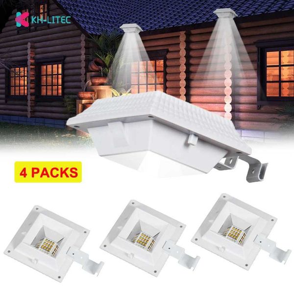 Luzes de parede solares 4 PCS LED utilitário de calha solar ao ar livre luz cerca quintal parede calha caminho jardim galpão passarelas energia solar lâmpada à prova d'água Q231109