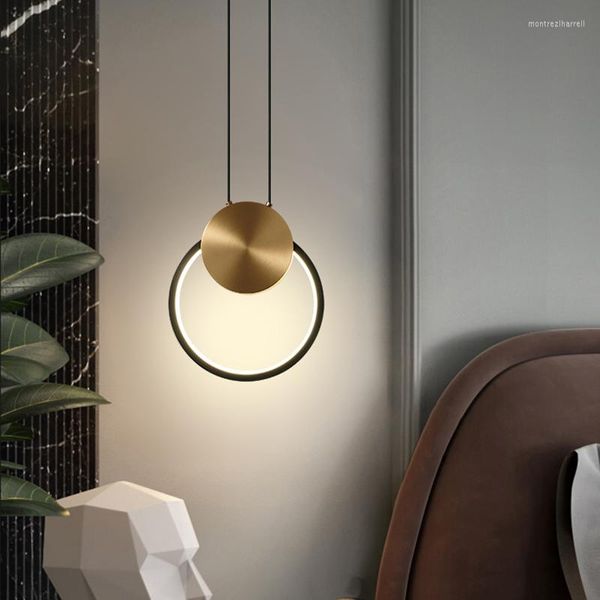 Lampade a sospensione Nordic All Copper Ring Lights Lampada a sospensione a LED di lusso minimalista Moderna lampada a sospensione creativa per la casa