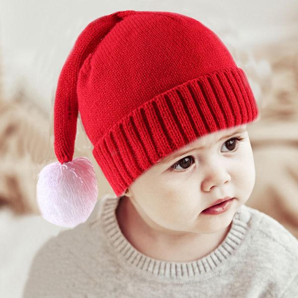 Cappello di Natale per bambini nuovi all'ingrosso Cappello da uomo e da donna per bambino genitore-bambino caldo cappello lavorato a maglia carino cappello di lana con palla di pelo autunno e inverno