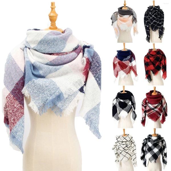Шарфы женские клетчатые шипы квадратный шарф треугольные модные женские головы зима S