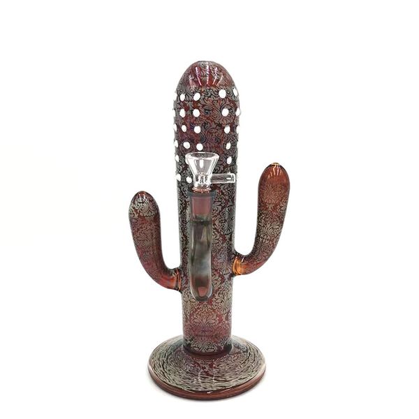 Cactus creativo personalizzato, dispositivo di riciclaggio del vetro narghilè, tubo dell'acqua, impianto di trivellazione petrolifera, filtro per soffione doccia, altezza totale 29 cm