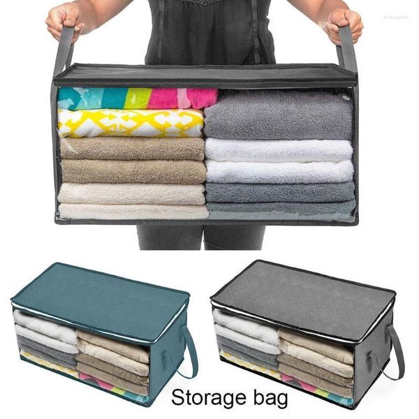 Sacos de armazenamento dobramento de grande capacidade sob a cama Bobagem de colcha Casa Roupas de fechamento manusear zíper à prova de poeira durável com organizador de bolsa Stor