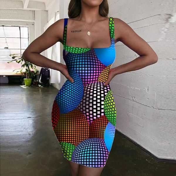 Повседневные платья giyu бренд красочное женское платье Bodycon Harajuku 3D Print Женская одежда Мини Вечерний пляж бохо.