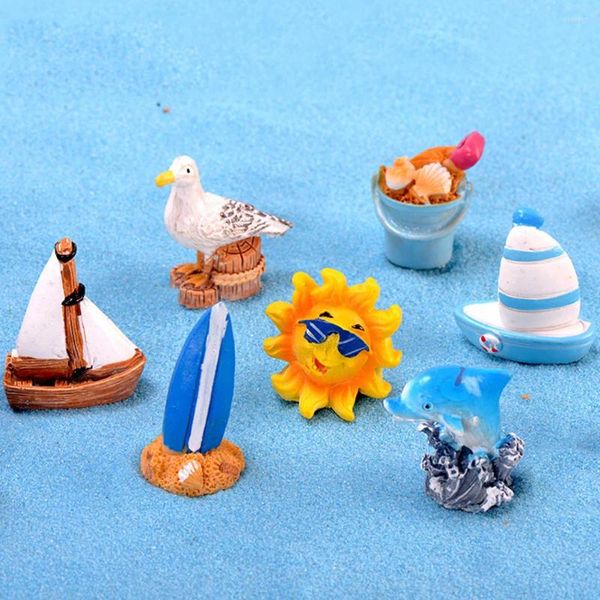 Decorazioni da giardino 11 pezzi Decorazioni per barche a vela Ornamenti per paesaggi in muschio Micro miniatura in stile oceano marino