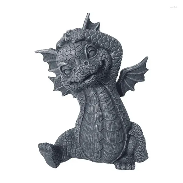 Decorazioni da giardino Scultura del drago Decor Art Portico Figurina in resina Yoga Craft per desktop Patio Prato