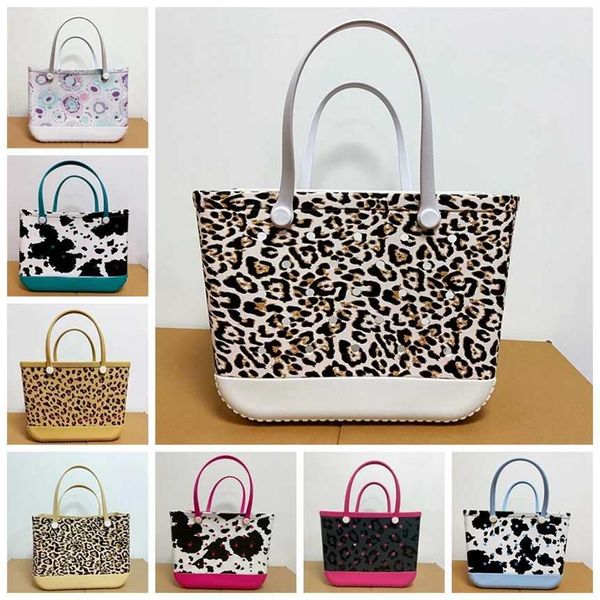 Moda grande capacidade designer sacos de praia mulheres novo verão designers de luxo sacola senhora leopardo grande capacidade eva bolsa cesta bolsa carteira